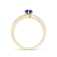 thumbnail image 2 of ANGARA Natural Prong-Set Tanzanite Bypass Ring with Diamond Accents in 14K Yellow Gold for Women (Size-5mm) | December Birthstone, Anniversary, Jewelry Gift for Women | Natural Tanzanite Ring, 2 of 8