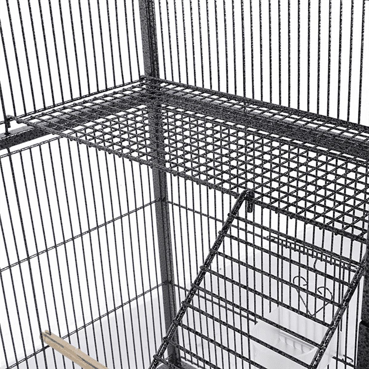 Easyfashion 69" H Extra Large Rolling Bird Cage with Detachable Stand, Black