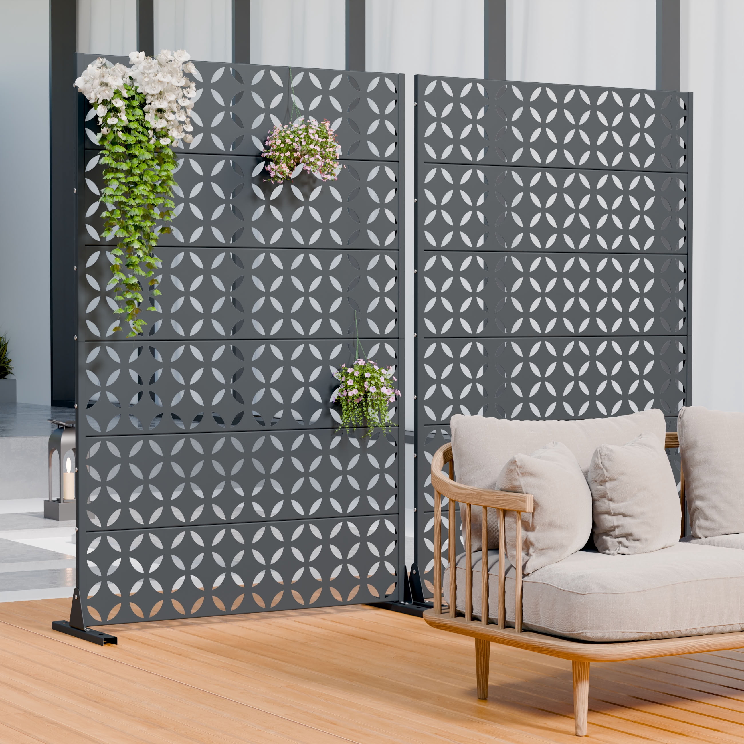 MAYEERTY 72*47in Outdoor Privacy Screen, Poolside Metal Privacy Fence, Privacy Panel for Patio, Balcony, Backyard, Garden