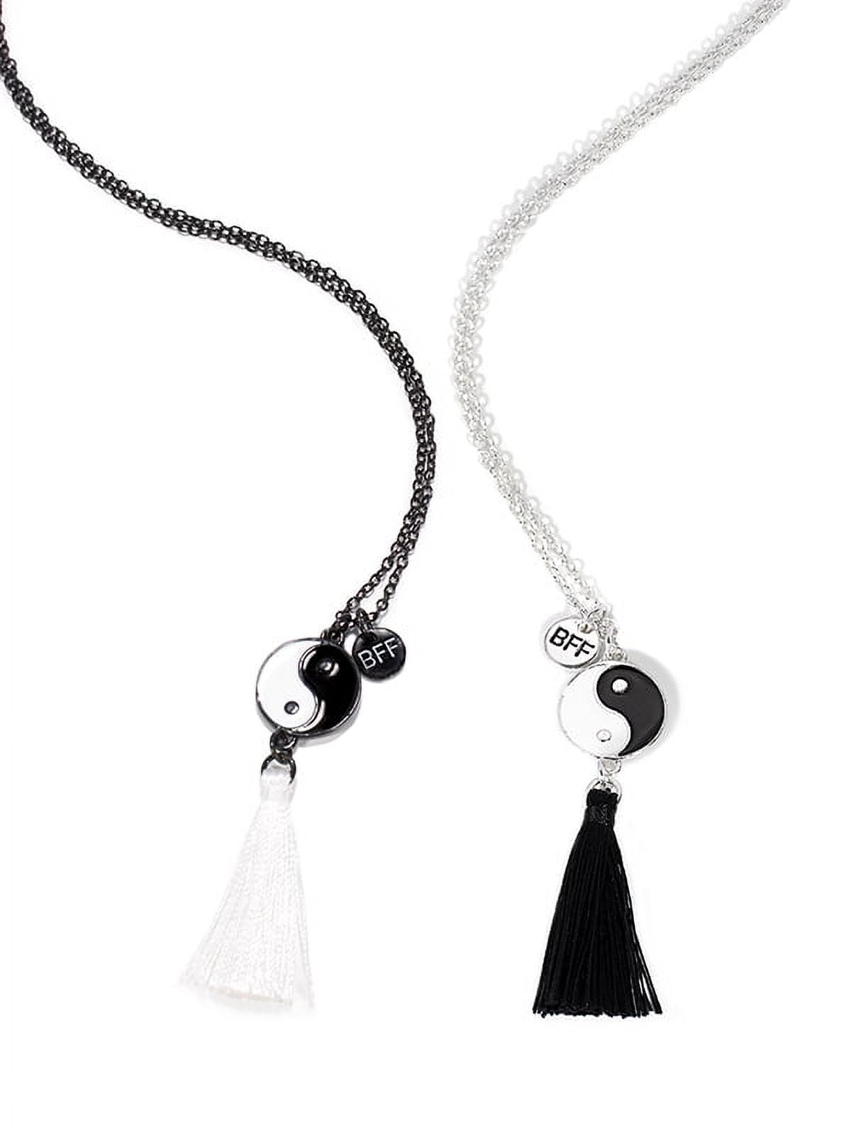 Claire's Girls Yin And Yang Silver And Black Bff Necklace Set, 2-Piece