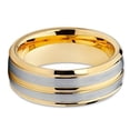 thumbnail image 2 of Silly Kings 8mm Yellow Gold Tungsten Carbide Wedding Band Comfort Fit Mens Ring Classic Design (7), 2 of 3
