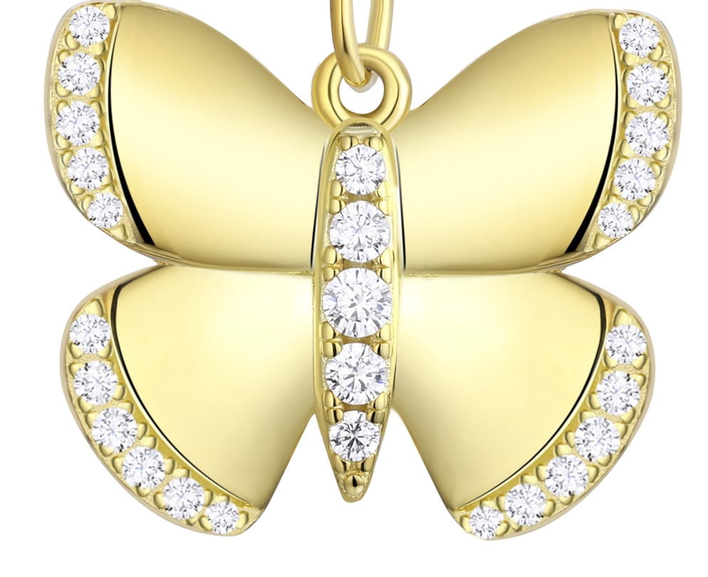 Adult 14KT Gold Flash Plated Butterfly Necklace with Simulated Diamonds