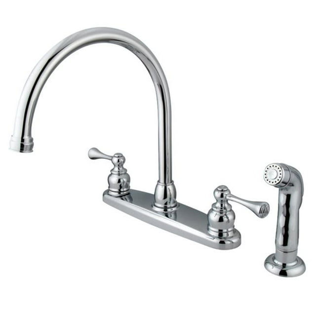 Kingston Brass KB721BLSP Gooseneck Kitchen Faucet with Handle & Sprayer, Chrome