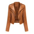 thumbnail image 2 of SWSMCLT Women's Faux Leather Jacket Snow Spring PU Motorcycle Full Zip Windbreaker Fall Jackets Long Sleeve Jacket Umber 3X-Large, 2 of 4