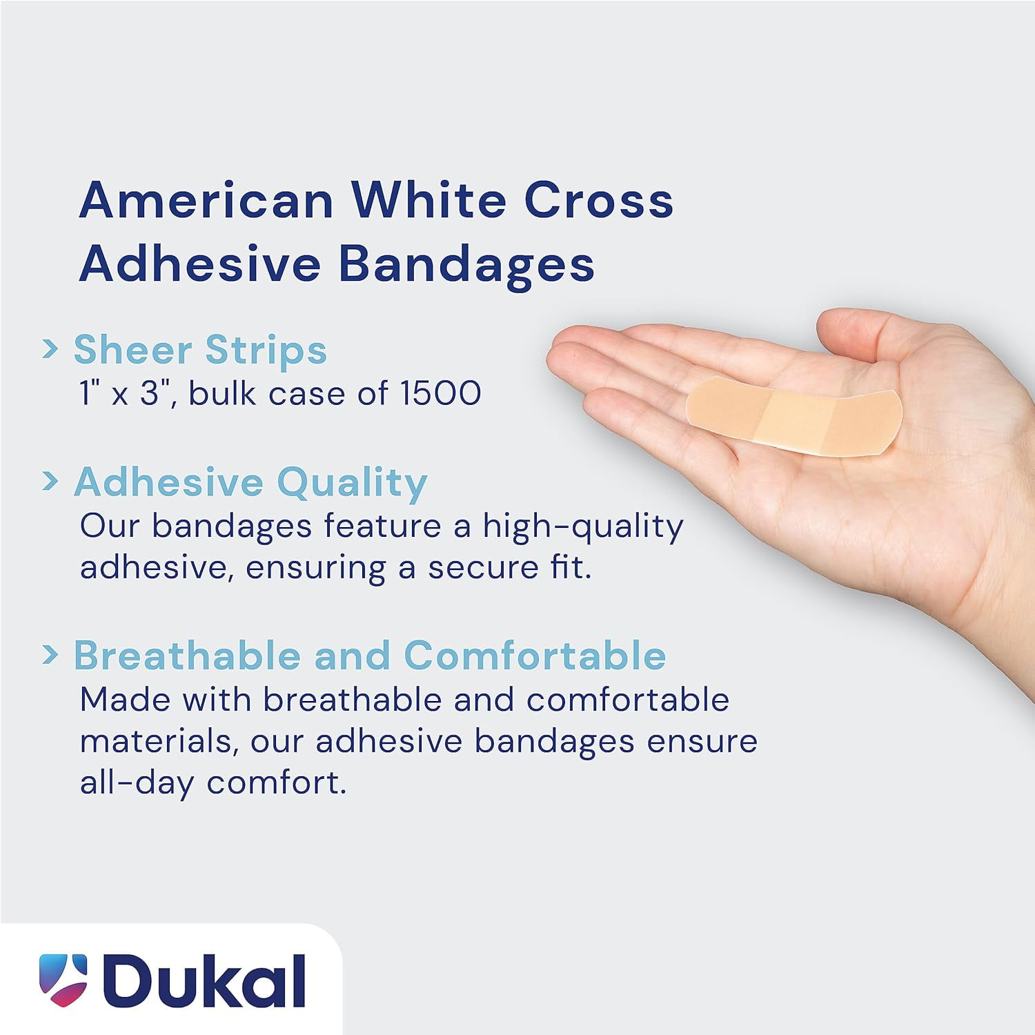 American White Cross 1"x3" Sheer Strip Fabric Adhesive Bandages Sterile - 1500 Count (1 Case)