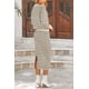 thumbnail image 2 of Conjunto de suéter PRETTYGARDEN, falda midi de punto a rayas para mujer, color albaricoque, 2 of 9