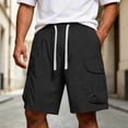 thumbnail image 5 of Knee Length Cargo Shorts for Men’s Cargo Shorts with Multi-pocket, Elastic Waist Straight Leg Shorts, Summer Fashion Casual Beach Short Pants Black XXL, 5 of 8
