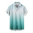 thumbnail image 4 of VSSSJ Mens Short Sleeve Gradient Shirts Summer Casual Button Down Lapel Beach Shirt Loose Fashion Tropical Vacation Hawaiian Shirts Light Blue XL, 4 of 4