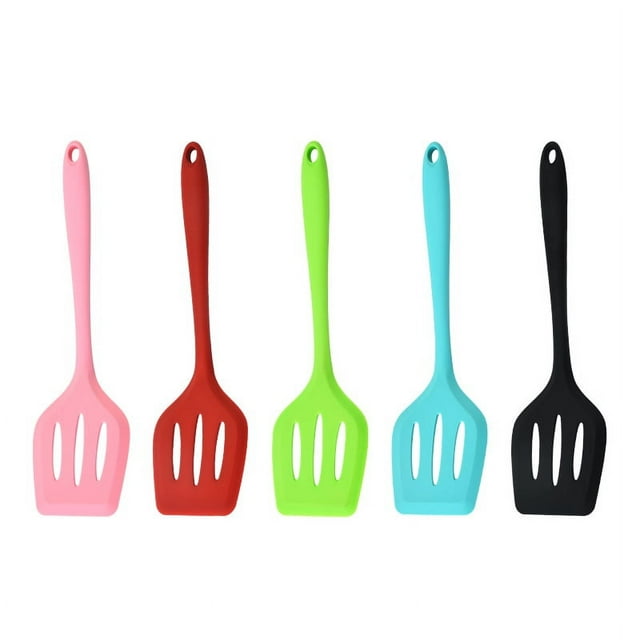 Jinsinto Résistant à la Chaleur en Silicone Anti-Adhésif Fendue Spatule - Ensemble de 5pcs de 5 Couleurs