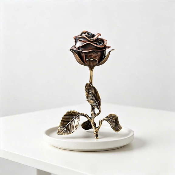 Orangide Bronze Rose-Shaped Incense Burner Holder, Aromatherapy Ornament for Home Decor, Gift for Meditation Living Room Yoga Studio Relaxation