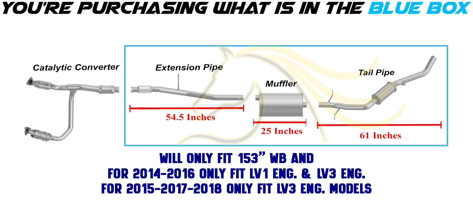 Northeastern Exhaust Extension Pipe, Muffler & Tail Pipe Fits 2014-2018 Chevy Silverado 1500 & GMC Sierra 1500 4.3L & 5.3L - Direct Fit | Stainless Steel