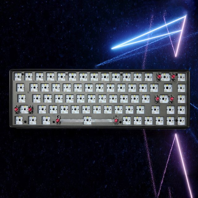 Teclado mecánico de 68 teclas, probador de interruptor, botón de retroiluminación para PC de escritorio (negro)