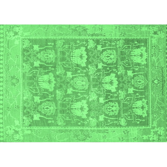 Ahgly Company Indoor Rectangle Oriental Emerald Green Traditional Area Rugs, 2' x 4'