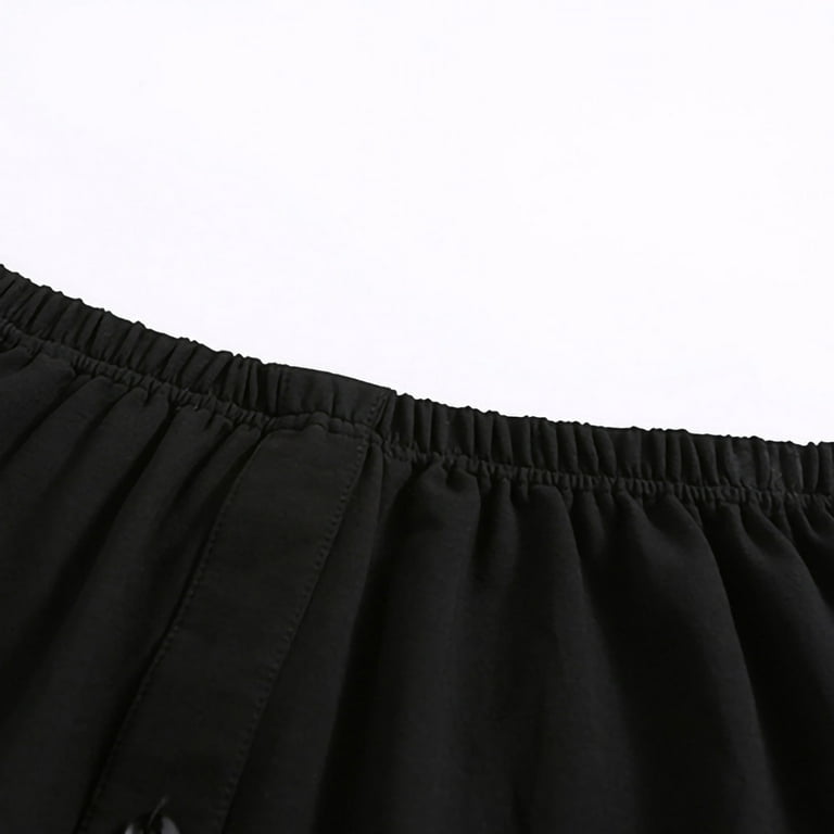 Summer Pants Women Women's Layered Tiered Sheer Stripe Printing Extender  Half Slip Plus Size Skirt Shorts For Women High Waisted,Black,M