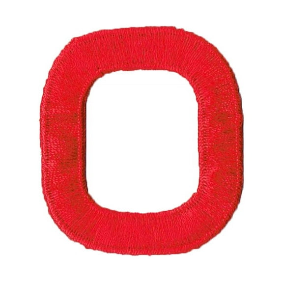 Alphabet Letter - O - Color Red - 2" Block Style - Iron On Embroidered Applique Patch