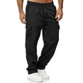thumbnail image 7 of Men's Multi-Pocket Drawstring Work Pants, Fashion Casual Elastic Waist Cargo Trousers for Outdoor and Hiking,Black,2XL, 7 of 7