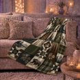 thumbnail image 6 of Wilderness Wildlife Moose Bear Cabin Lodge Patchwork, Peaceful Mountain Lake Scene, Warm Flannel Blanket for Cabin and Lodge, Outdoor Lovers Camping Gift, Artistic Home Decor, 6 of 9