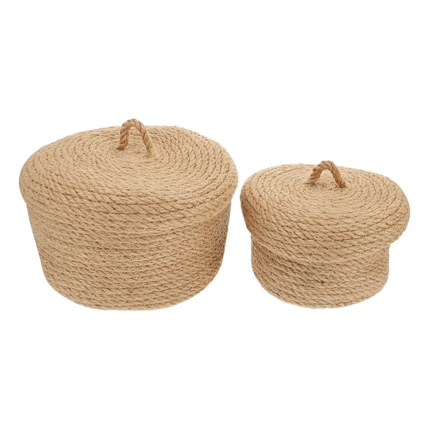 2 cestas de yute para guardar artículos diversos, juguetes, caja de almacenamiento para el hogar con asa
