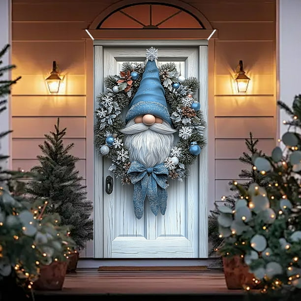 Uuiauoio Festive Santa Claus Door Cover Polyester Fabric Holiday Decoration for Home and Party
