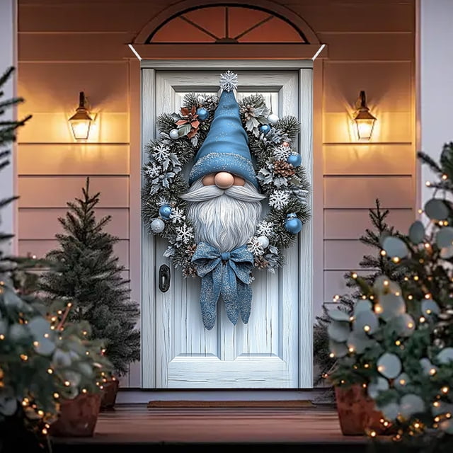 Cubrepuertas Navideño con Diseño de Papá Noel | 89 X 180 Cm - Decoración Navideña para Puertas y Paredes - Tela de Poliéster Resistente - Fácil Instalación - Apto para Uso Interior y Exterior