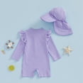 thumbnail image 4 of MEZZALL Children Girls Long Sleeve O-Neck Zip Up One-Pieces Monokini Swimsuit With Sun Hat For Baby Rash guard Fashionable Summer Flower Print Beachwear, 4 of 4