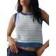 thumbnail image 1 of Chaleco tipo suéter Yousify de punto de ganchillo con lazo en la parte delantera azul para mujer, 1 of 6