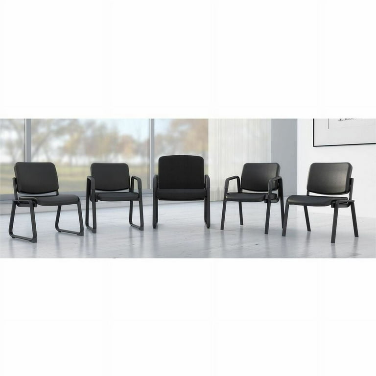 Lorell Deluxe Leather 4-Leg Guest Chair - Leather, Plywood Seat - Leather, Plywood Back - Powder Coated Metal Frame - Four-legged Base - Black - Armrest - 1 Each Lorell Deluxe Leather 4-Leg Guest Chair - Leather, Plywood Seat - Leather, Plywood Back - Powder Coated Metal Frame - Four-legged Base - Black - Armrest - 1 Each
