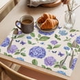thumbnail image 3 of Purple Hydrangeas Placemats Set of 4 Botanical Garden Florals Retro Place Mats Indoor Wipeable Table Mats Washable Cloth Dining Table Placemats for Kitchen Holiday Party Home Decor 13x19 Inch, 3 of 9