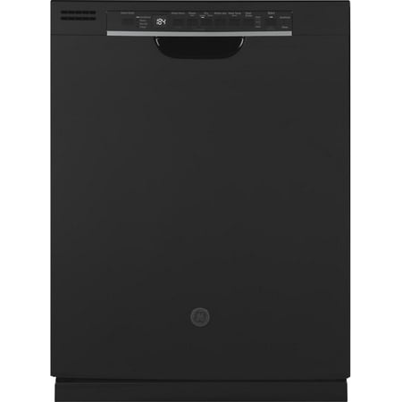 "GE Black GDF630PGMBB 24"""" Front Control Dishwasher With 16 Place Settings 3rd Rack Dry Boost 4 Bottle Wash Jets Steam Prewash In Black"