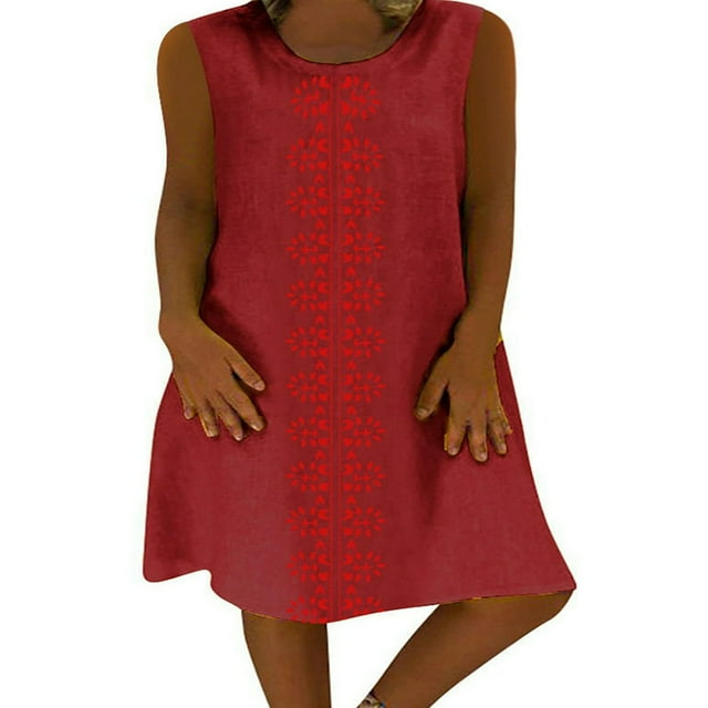 Robes d'Été pour Femmes Robes d'Été Hauts Sans Manches Gilet Camisole Grande Taille