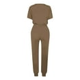 thumbnail image 5 of Mallwal Summer Sets Women 2 Piece Outfits Short Sleeve Round-Neck Blouses & Shirts Sets Fashion Women Summer Solid Button Casual Short SLeeve Tops Pant Set Two Piece Pants Sets Khaki l, 5 of 5
