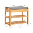 thumbnail image 2 of SoBuy FSR49-N, Bamboo Shoe Rack with Lift Up Bench Top and Seat Cushion,Hallway Shoe Storage Bench Organizer with Drawers, 2 of 7
