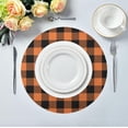 thumbnail image 5 of GZHJMY Orange Buffalo Plaid Round Placemats Set of 4, Non-Slip Table Mats Washable Heat Resistant Place Mats for Kitchen Dining Table Home Decor,15.4 Inch, 5 of 7