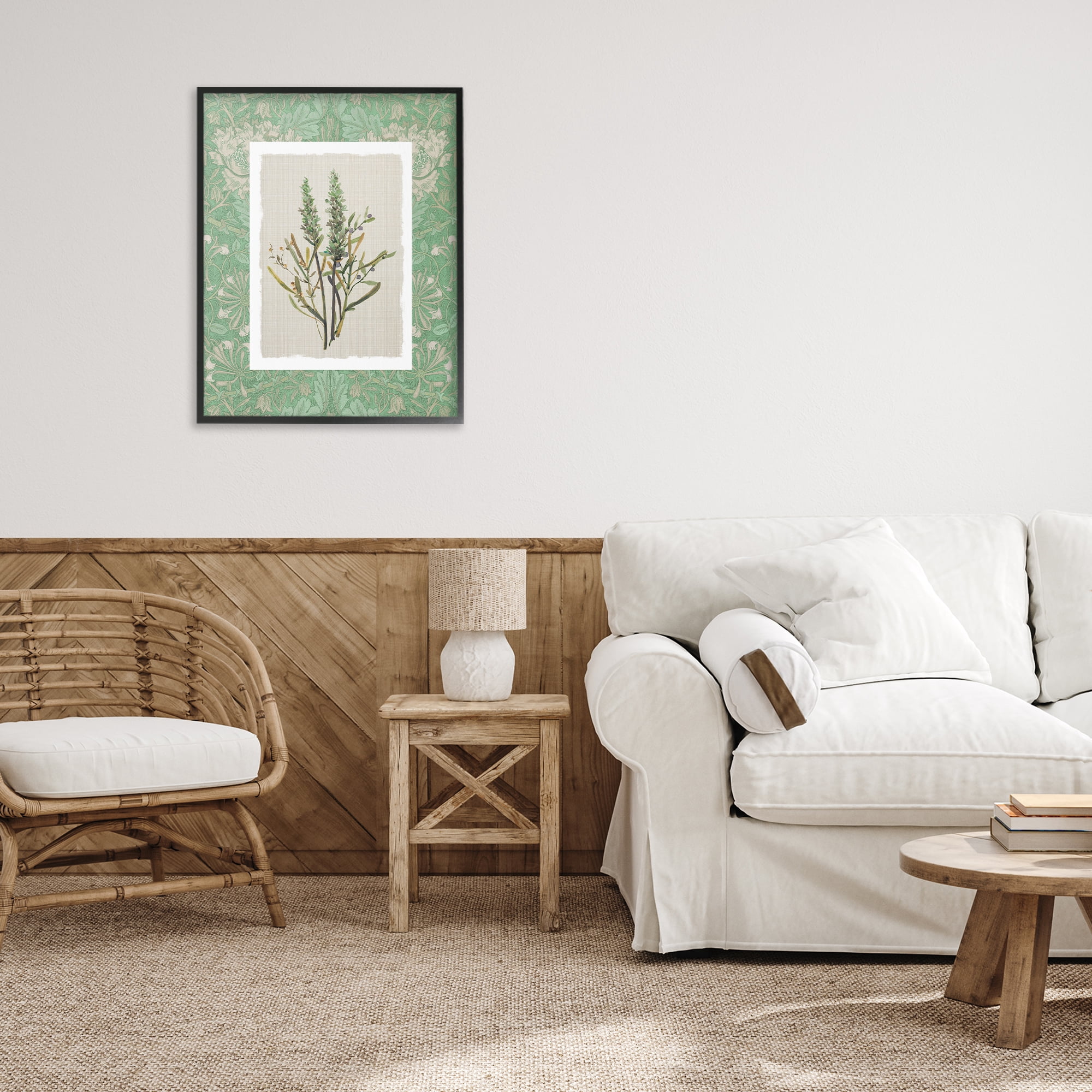 Stupell Industries Antique Foliage in Green Black Framed Giclee Art, design by Carol Robinson