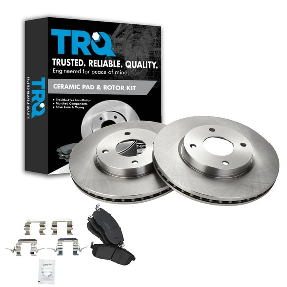 TRQ Front Brake Pad & Rotor Kit Brake Pads Brake Rotor Ceramic Fits Select 2009-2014 Nissan Cube 2007-2012 Sentra Versa