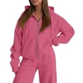 thumbnail image 3 of VV AVEORS Sweatsuits Women 2 Piece Outfit Zip Up Jacket Comfort Jogger Set Fleece Hoodie And Sweatpants Set Matching Sweat Sets Hot Pink 3XL, 3 of 4