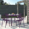 thumbnail image 5 of LeisureMod Stackable Dining Chair in Aluminum with Stackable and Floral Cutout Design Indoor Outdoor Use No Assembly for Modern Home, Kitchen, Patio Devon Collection in Purple Set of 4, 5 of 11