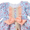 thumbnail image 2 of Styles I Love Baby Toddler Girl Elegant Lace Flower Vintage Satin Long Sleeve Dress, 2 Colors (Blue, 130/4-5 Years), 2 of 5