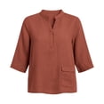 thumbnail image 3 of cocolona Womens 3/4 Sleeve V Neck Blouses Casual Loose Solid Color Shirts Basic Outfits Tops, 3 of 7