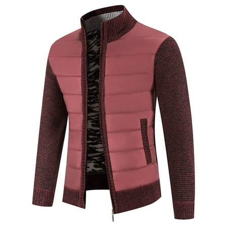 

Mens Autumn And Winter Solid Hatless Zipper Warm Cardigan Knitted Coat Stocking Sock