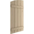 thumbnail image 3 of Ekena Millwork 22"W x 64"H (56 5/8" Low Side) Timberthane Knotty Pine Four Board Joined Board-n-Batten w/Elliptical Top Faux Wood Shutters (Per Pair), Primed Tan, 3 of 6