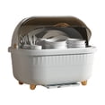 thumbnail image 1 of EastVita Dish Drying Rack, Bottle Drying Rack With Transparent Flip Cover, Pullable Drain Tray, Detachable Chopstick Barrel, Bottom Drainage Hole, Dish Storage Box, 1 of 8
