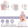 thumbnail image 2 of Conjunto de bufanda y guantes para niños - 3 piezas Gorros de invierno con pompones Gorros de punto para niños pequeños Guantes térmicos con forro polar Guantes para niñas Niños Pink-Dontodent Kuyhfg Sin marca, 2 of 5