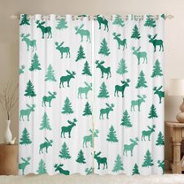 Manfei Wildlife Animal Deer Black Out Curtains,Rustic Western Farmhouse Curtains Pack of 2 (42x63 Each),Green White Bedroom Curtains For Boys,Ultra Soft Home Decor