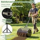 Barara King 24 Inch Compost Spreader Peat Moss Roller with Height Adjustable T-Shaped Handle for Garden Lawn Yard Seeding, Black
