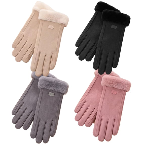 4 Pairs Women's Knit Winter Gloves, Touchscreen Compatible Cold Weather Gloves with Fleece Lining for Everyday Outdoor Use