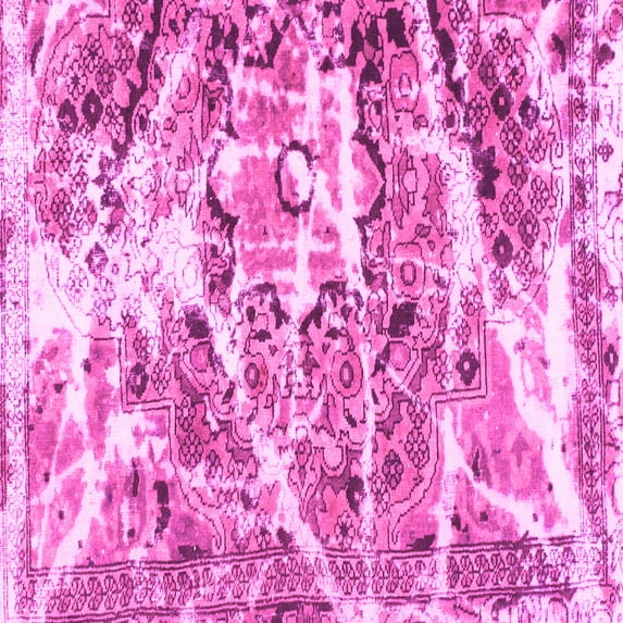 Ahgly Company Indoor Square Abstract Pink Modern Area Rugs, 4' Square