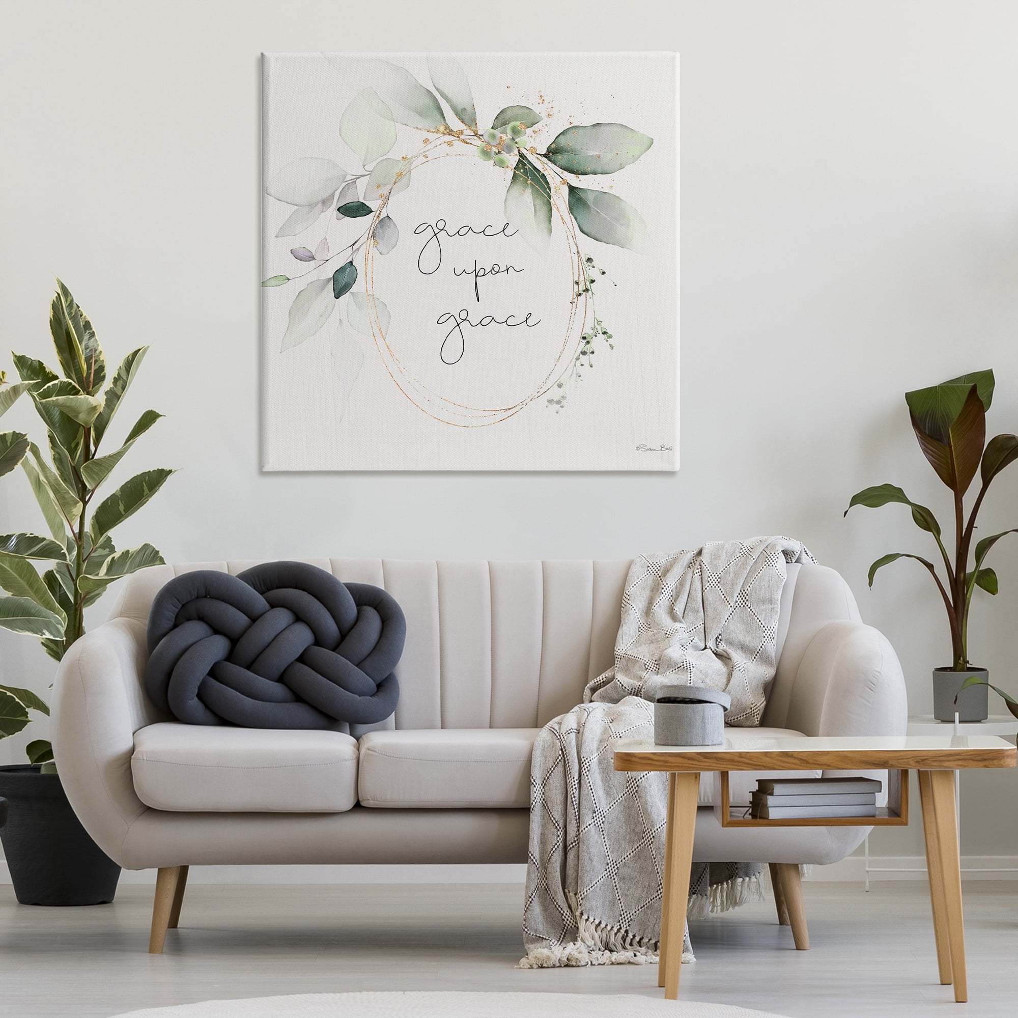 Stupell Industries Grace with Soft Leaves Botanical & Floral Painting Gallery Wrapped Canvas Art Print Wall Art, 36 x 36