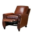 thumbnail image 2 of Upholstered Genuine Leather Recliner Chair with Solid Wood Legs, Brown, 2 of 10