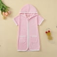 thumbnail image 2 of kpoplk Kid Boys Girls Swim Cover Up Kid Hooded Zip-Up Terry Swimsuit Coverup Towel Bathing Suit Bathrobe Pool Beach Robe Dress(7-8 Years,Pink), 2 of 7